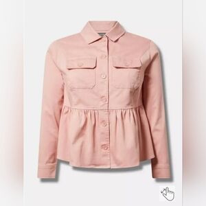 NWOT Torrid Peplum Utility Jacket In Mellow Rose (Torrid Size 00)
